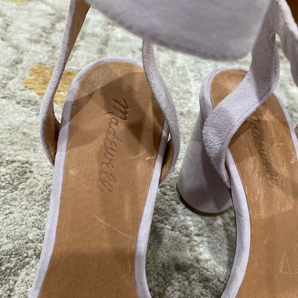 Madewell The Rosalie High-Heel Lilac Lavender Double Strap Suede Sandal Size 8 - Picture 4 of 9